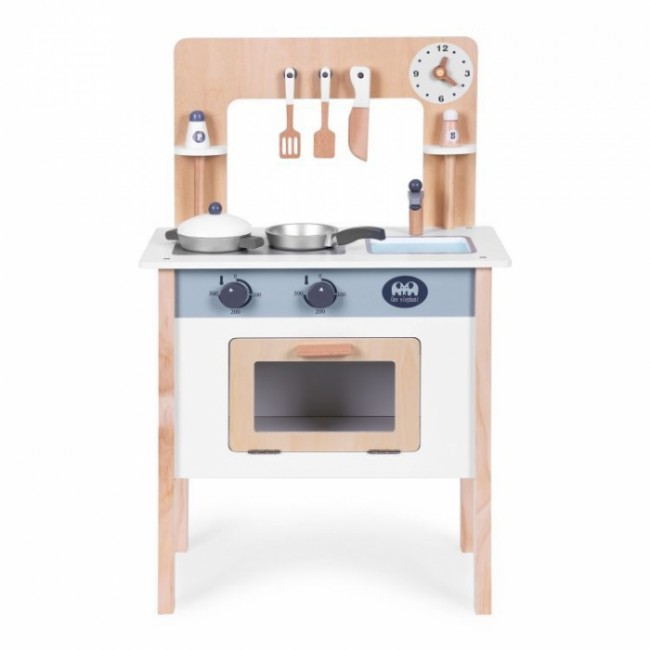 Bucatarie din lemn pentru copii cu accesorii, 48 x 26 x 77 cm, Ecotoys HM232569