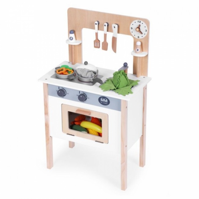 Bucatarie din lemn pentru copii cu accesorii, 48 x 26 x 77 cm, Ecotoys HM232569