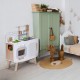 Bucatarie din lemn pentru copii cu accesorii, 58 x 29 x 73 cm, Ecotoys W10C863