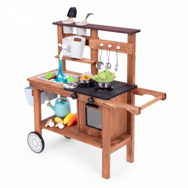 Bucatarie de exterior din lemn pentru copii, 89 x 31 x 80.5 cm, Ecotoys TL814004