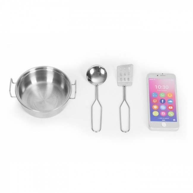 Bucatarie din lemn pentru copii cu accesorii, 90.3 x 31 x 90 cm, Ecotoys TL053001