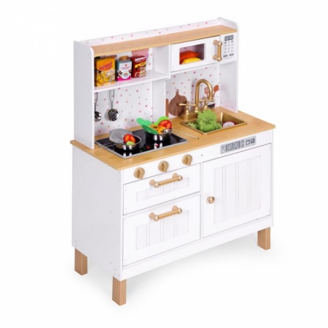 Bucatarie mare din lemn pentru copii cu accesorii, 70 x 30 x 93.5 cm, Ecotoys 7275