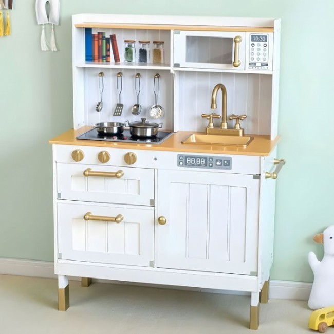 Bucatarie mare din lemn pentru copii cu accesorii, 70 x 30 x 93.5 cm, Ecotoys 7275