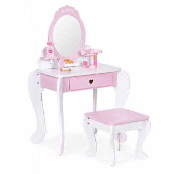 Masuta de toaleta pentru copii cu oglinda si 7 accesorii 54 x 38 x 88 cm Ecotoys 2950 - Roz Masuta de toaleta pentru copii cu oglinda si 7 accesorii 54 x 38 x 88 cm Ecotoys 2950 - Roz