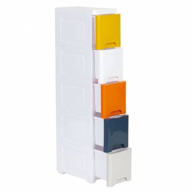 Raft pe roti cu 5 compartimente pentru depozitarea jucariilor ModernHome - Multicolor