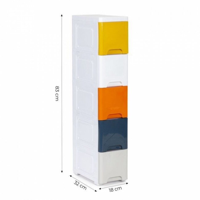 Raft pe roti cu 5 compartimente pentru depozitarea jucariilor ModernHome - Multicolor