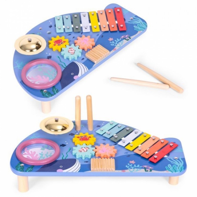 Masuta din lemn cu instrumente muzicale Ecotoys TL204013