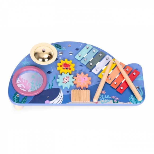 Masuta din lemn cu instrumente muzicale Ecotoys TL204013