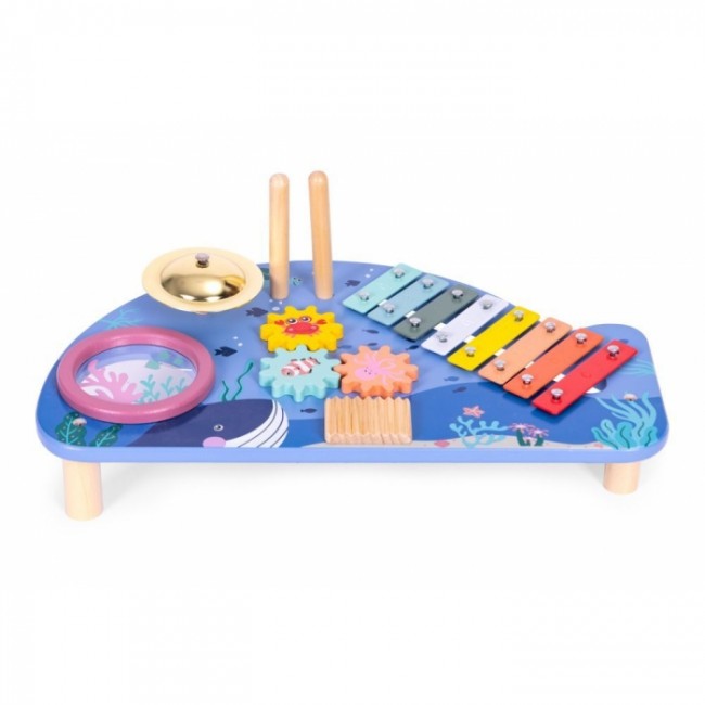 Masuta din lemn cu instrumente muzicale Ecotoys TL204013