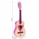 Chitara din lemn cu 6 corzi pentru copii, 86 x 31 cm, Ecotoys HX18026-34 - Roz