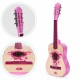 Chitara din lemn pentru copii cu 6 corzi Ecotoys HX18022-30, 76 X 28 cm - Roz