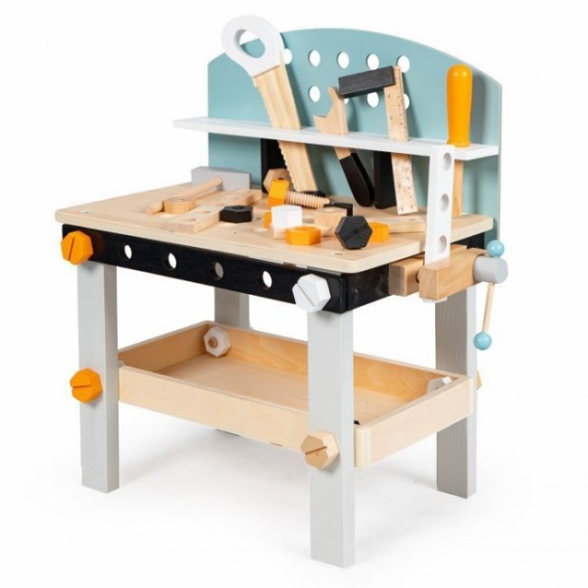 Banc de lucru din lemn pentru copii cu 38 accesorii Ecotoys 1178