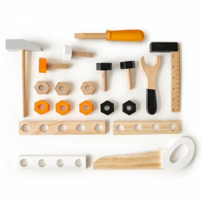 Banc de lucru din lemn pentru copii cu 38 accesorii Ecotoys 1178