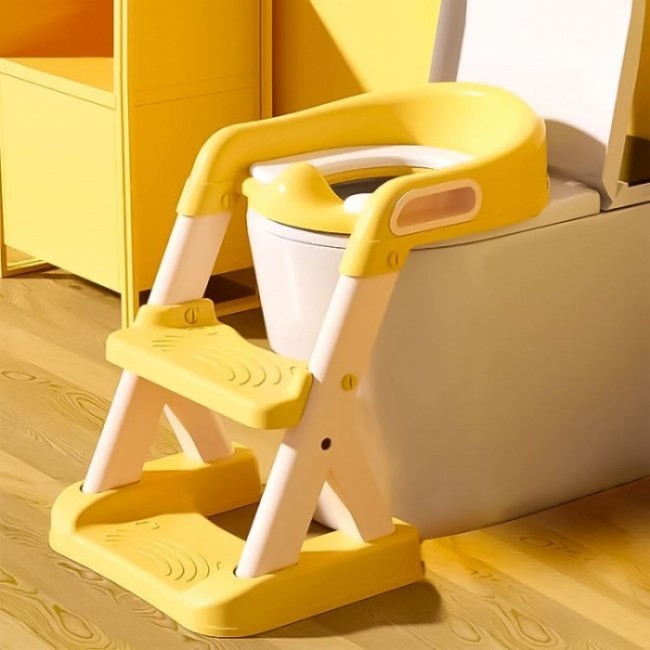 Reductor toaleta cu scara pentru copii Ecotoys HA-P23S - Galben