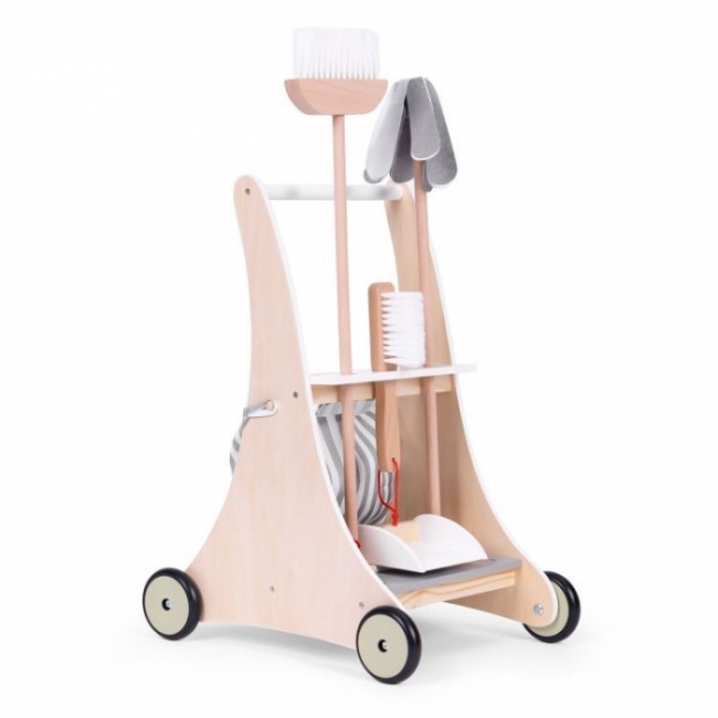 Antemergator din lemn cu aspirator si elemente pentru curatenie Ecotoys W10D200B