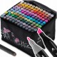 Set de 120 markere colorate cu alcool, varf dublu, Nukido NK-913