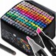 Set de 168 markere colorate cu alcool, varf dublu, Nukido NK-914