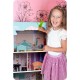 Casuta de papusi din lemn cu 3 etaje, mobilier inclus, 60 x 24 x 70 cm, Ricokids RK-878 - Roz