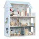 Casuta de papusi din lemn cu 3 etaje, mobilier inclus, 60 x 24 x 70 cm, Ricokids RK-878 - Albastru deschis