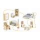 Casuta de papusi din lemn cu 3 etaje, mobilier inclus, 60 x 24 x 70 cm, Ricokids RK-878 - Albastru deschis