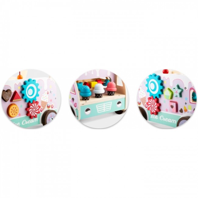 Antemergator din lemn tip magazin cu inghetata si diverse activitati, 48 x 27.5 x 40.5 cm, Ricokids RK-873