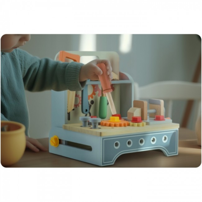 Mini atelier de lucru din lemn cu accesorii incluse, 30 x 25 x 30 cm, Ricokids RK-877