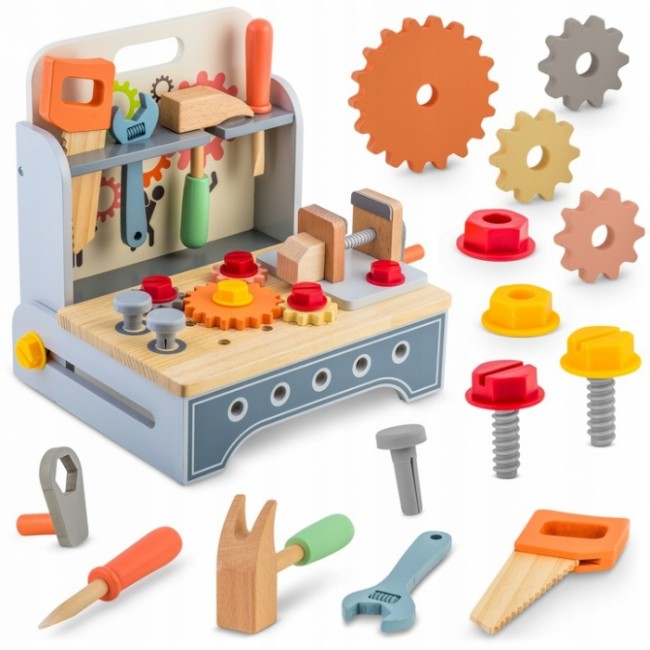 Mini atelier de lucru din lemn cu accesorii incluse, 30 x 25 x 30 cm, Ricokids RK-877