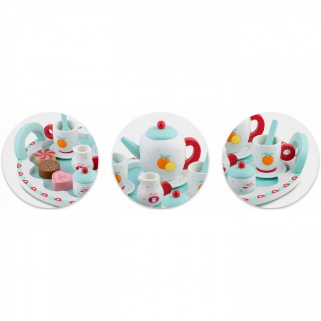 Set din lemn pentru servit ceaiul Ricokids RK-869 - Turcoaz