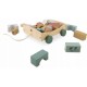 Carucior din lemn cu blocuri din lemn incluse, 20.5 x 17.5 x 6 cm, Nukido NK-853