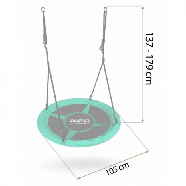 Leagan tip cuib pentru copii XXL, 100 cm, 150 kg, Neo-Sport 1081, Verde
