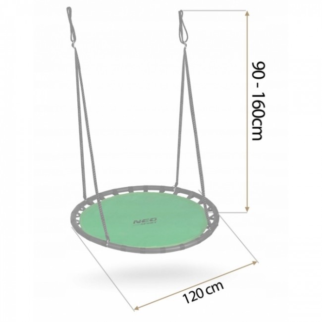 Leagan tip cuib pentru copii XXL, 120 cm, 150 kg, Neo-Sport 110222, Verde