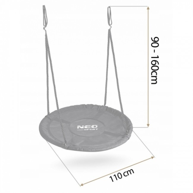 Leagan tip cuib pentru copii XXL, 110 cm, 150 kg, Neo-Sport 110310, Negru