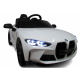 Masinuta electrica cu telecomanda BMW M4, 110x70x50 cm, varsta 1-5 ani, roti EVA, scaun din piele ECO, putere 90W - Alb