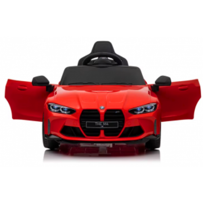 Masinuta electrica cu telecomanda BMW M4, 110x70x50 cm, varsta 1-5 ani, roti EVA, scaun din piele ECO, putere 90W - Rosu