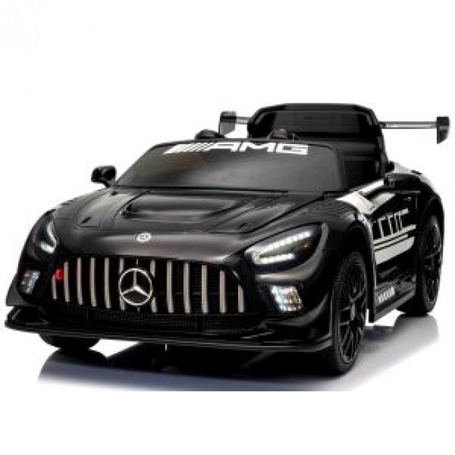 Masinuta electrica cu telecomanda MERCEDES GT3 EVO, 114x69x45 cm, varsta 1-5 ani, roti EVA, scaun din piele ECO, putere 90W - Negru