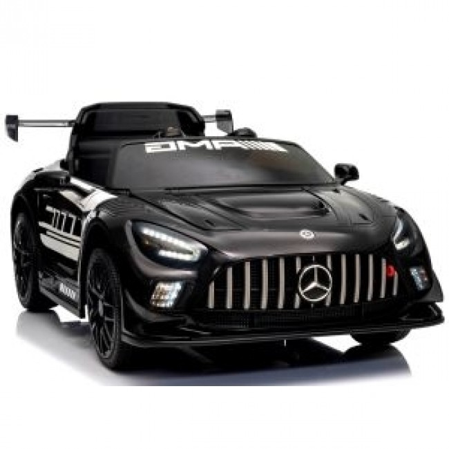 Masinuta electrica cu telecomanda MERCEDES GT3 EVO, 114x69x45 cm, varsta 1-5 ani, roti EVA, scaun din piele ECO, putere 90W - Negru