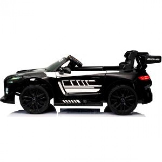 Masinuta electrica cu telecomanda MERCEDES GT3 EVO, 114x69x45 cm, varsta 1-5 ani, roti EVA, scaun din piele ECO, putere 90W - Negru
