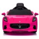 Masinuta electrica cu telecomanda MASERATI GranTurismo, 99x59.5x44 cm, varsta 1-4 ani, roti EVA, scaun din piele ECO, putere 90W - Roz