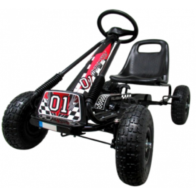 Kart cu pedale Gokart, 3-7 ani, roti gonflabile, G1 R-Sport - Negru