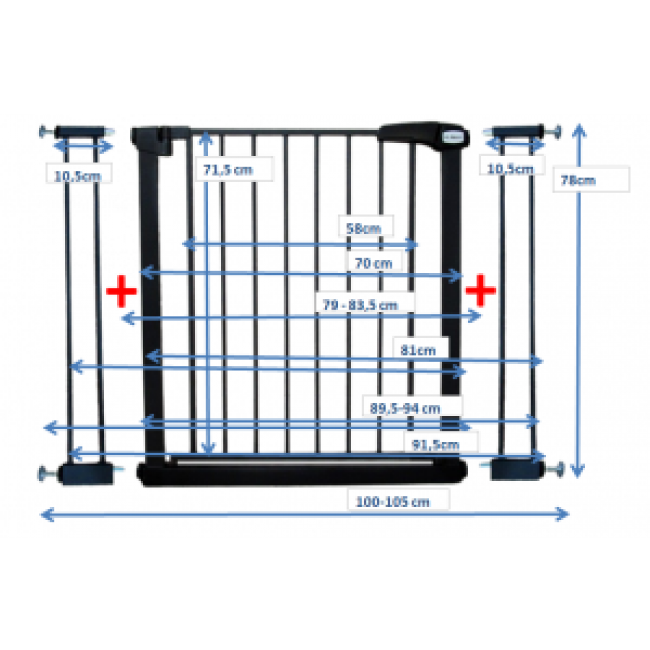 Poarta de siguranta din metal 79-105 cm R-Sport S2 - Negru