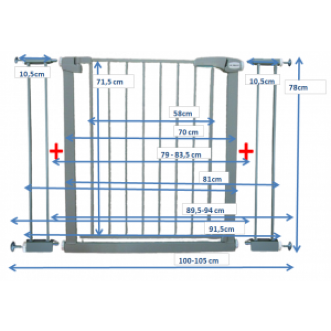 Poarta de siguranta din metal 79-105 cm R-Sport S2 - Gri