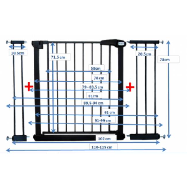 Poarta de siguranta din metal 79-115 cm R-Sport S3 - Negru