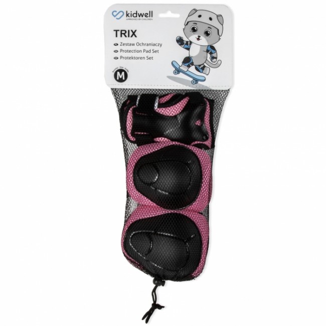 Set de protectie pentru copii, cotiere si genunchiere, marimea M, Kidwell TRIX - Pink