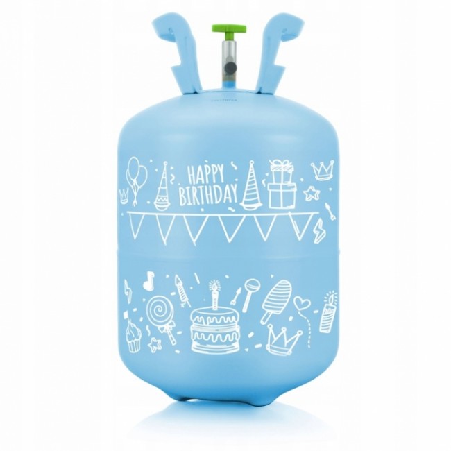 Cilindru cu heliu 0.20 m3 cu 30 de baloane si 40m panglica Ricokids 799002 - Albastru