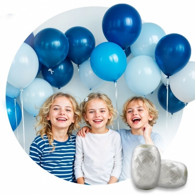 Cilindru cu heliu 0.20 m3 cu 30 de baloane si 40m panglica Ricokids 799002 - Albastru