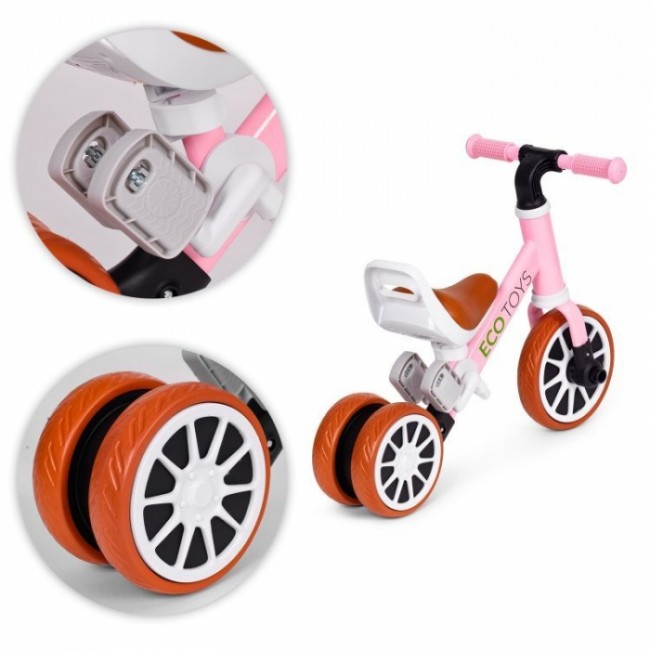 Bicicleta 2 in 1 cu pedale detasabile Ecotoys LC-V1307N - Roz