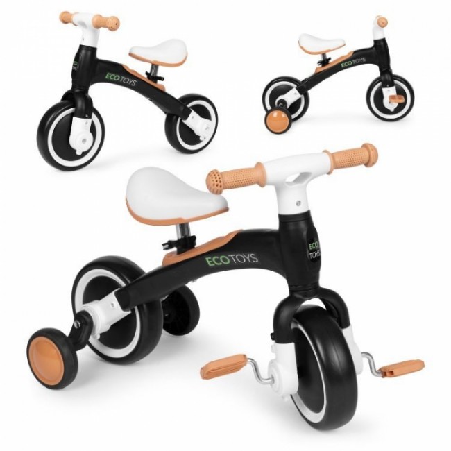 Bicicleta cu pedale 3 in 1 si roti ajutatoare Ecotoys LC-V1359 - Negru