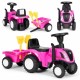Tractor de impins New Holland cu remorca pentru copii 658T - Roz