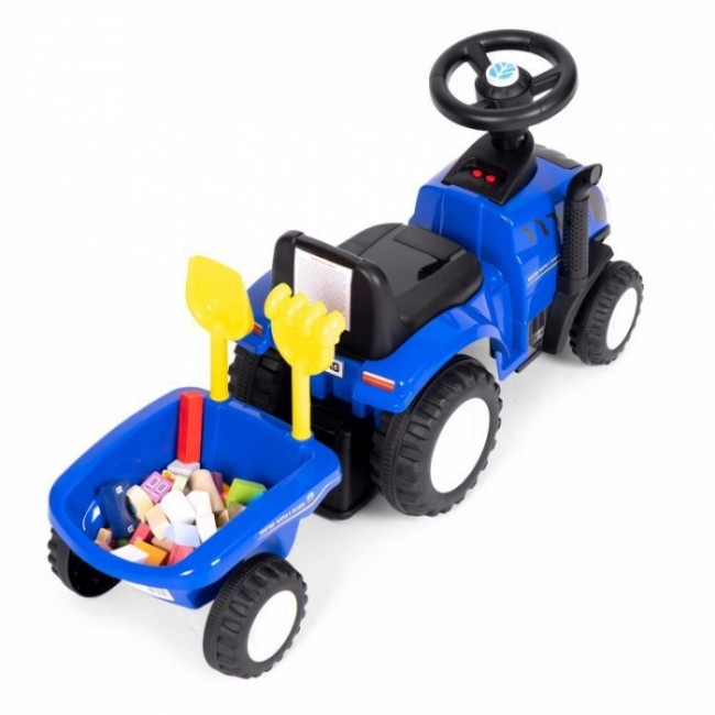 Tractor de impins New Holland cu remorca pentru copii 658T - Albastru