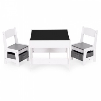 Set de masa cu doua scaune pentru copii Ecotoys ZKC-1A - Alb-Gri Set de masa cu doua scaune pentru copii Ecotoys ZKC-1A - Alb-Gri
